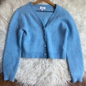& Other Stories Cardigan Sweater Wool Blend Button Front Powder Blue Size Small